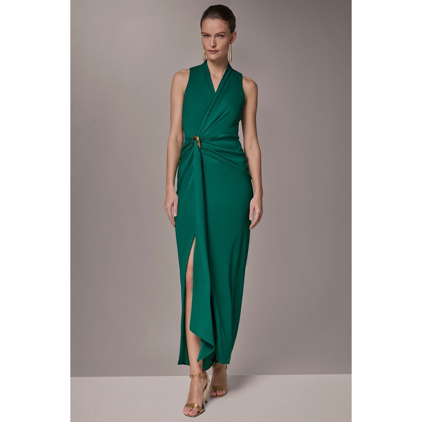 Donna Karan New York Sleeveless Wrap V-Neck Gown Nwt Size 12 Lawn Green